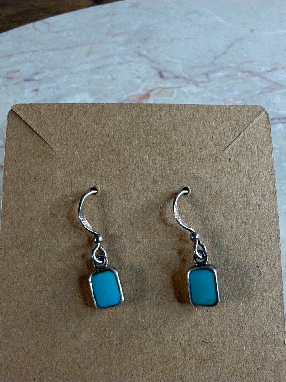 Vintage Navajo Indian 925 Sterling Silver Turquoise Dangle Earrings